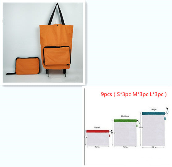 Color: Orange set - 3 in 1 Heavy Duty Shopping Cart