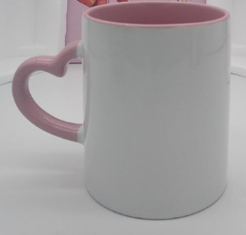 Coated Mug Heart Shaped Handle Inner Color Cup Ceramic Cup Customized Creative LOGO