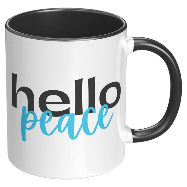 Coffee Cup - Accent Custom Ceramic Mug 11oz / Hello Peace Light Blue