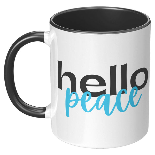 Coffee Cup - Accent Custom Ceramic Mug 11oz / Hello Peace Light Blue