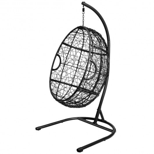 Hanging Cushioned Hammock Chair with Stand -Gray - Color: Gray